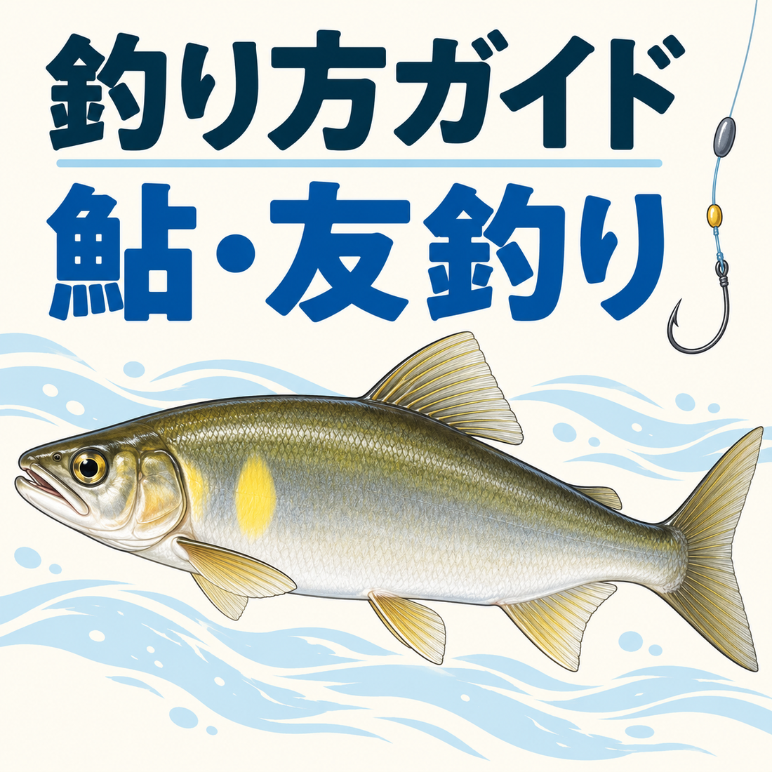 鮎・友釣りの釣り方ガイド：ayu sweetfish アユ, slender silver olive body yellow oval behind gill