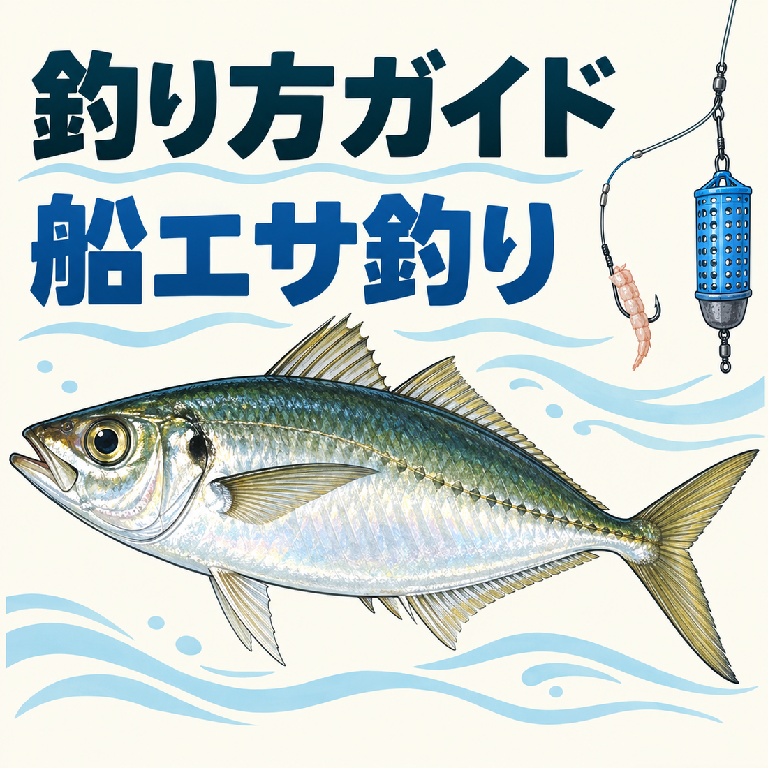 船エサ釣りの釣り方ガイド：horse mackerel マアジ, silver slender fish green back scutes along lateral line