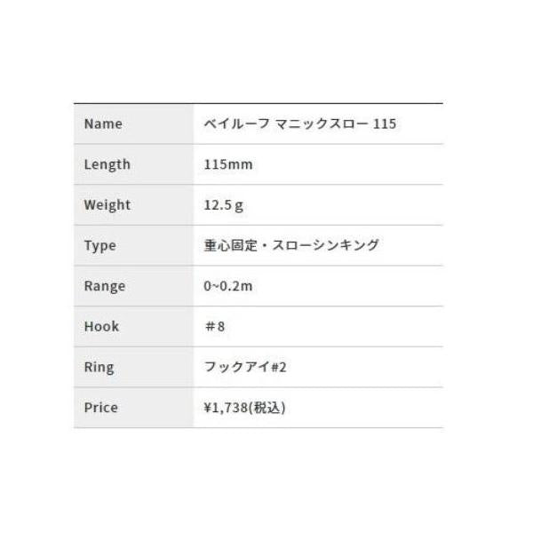 べイルーフマニックスロー115 DUO