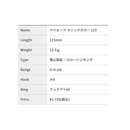 べイルーフマニックスロー115 DUO
