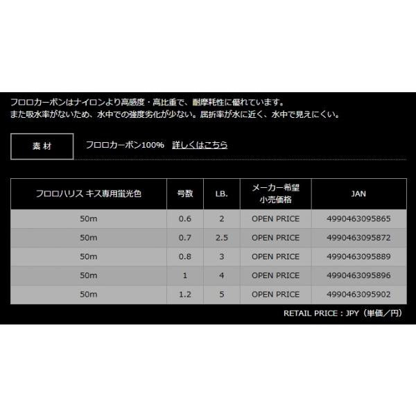 フロロハリス キス専用 50m イエロー ヤマトヨテグス