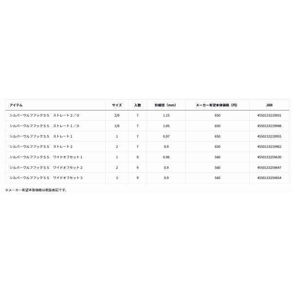 シルバーウルフフックSS ワイドオフセット ダイワ 釣り人応援セール