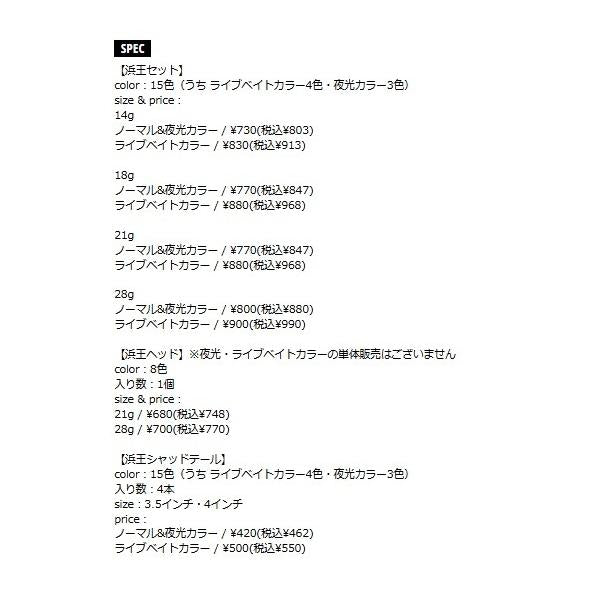 浜王セット 28g メジャークラフト