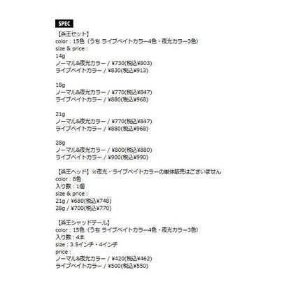 浜王セット 28g メジャークラフト