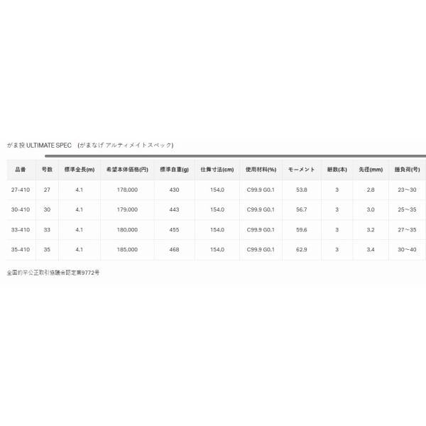 がま投 アルティメイトスペック 30号 4.1m がまかつ