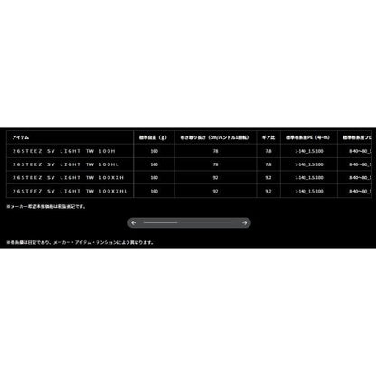 26STEEZ SV LIGHT TW 100XXHL ダイワ
