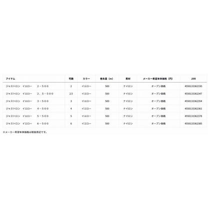 ジャストロン イエロー2-500 ダイワ
