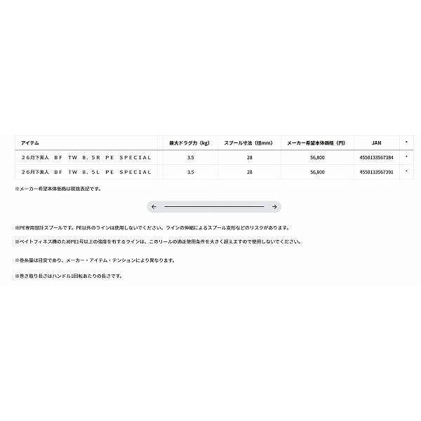 26月下美人　ＢＦ　ＴＷ　8．5Ｒ　ＰＥ ダイワ 秋の大感謝祭