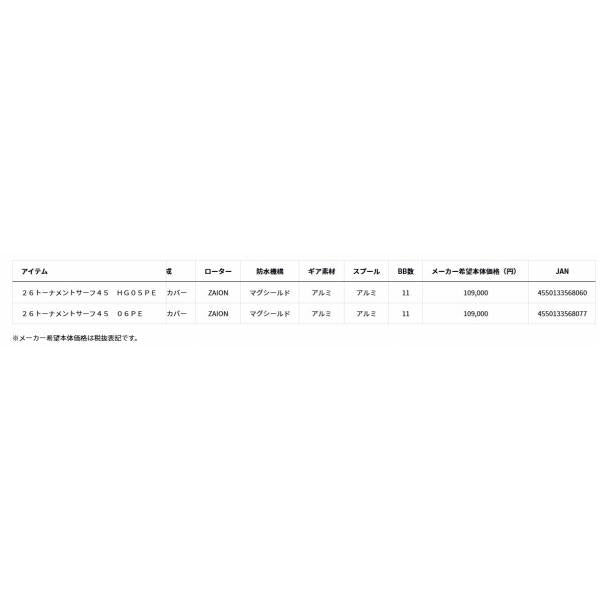 26トーナメントサーフ45 06PE ダイワ