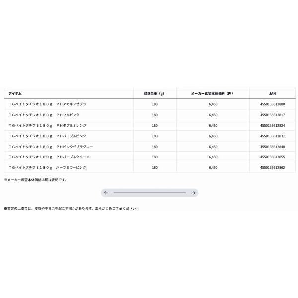 TGベイトタチウオ　180ｇ　ＰＨピンクゼブラグロー ダイワ