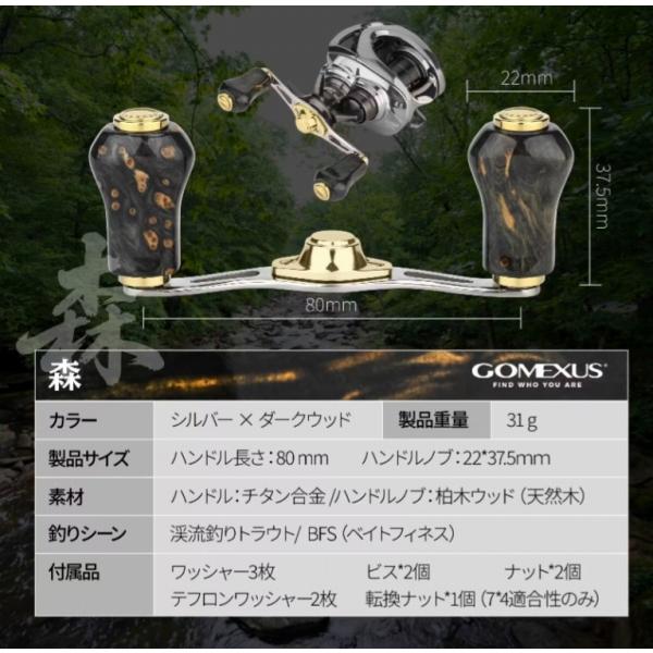 TH80-RF22 8x5 チタンハンドル 80mm ウッドノブ 22mm シルバー×ダークウッド H2B80T22RF01SRBK ゴメクサス