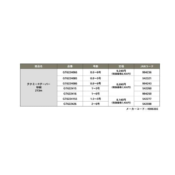 テクミーテーパー砂紋 213M 2―6 ゴーセン 継続SALE