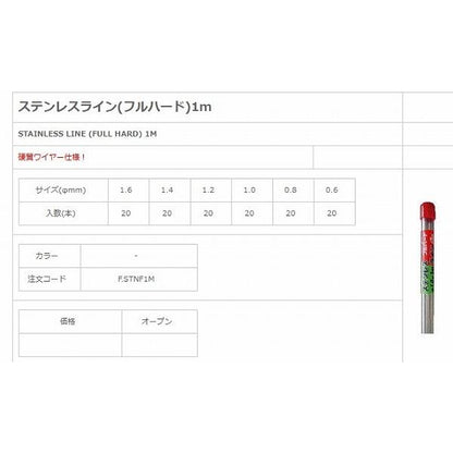 ステンレスラインフルハード1m20本入り1.2mm NTスイベル