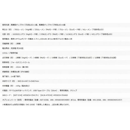 GENTOS Astrum 3 AST-03H 充電・乾電池兼用クリップ付きヘッドライト ジェントス
