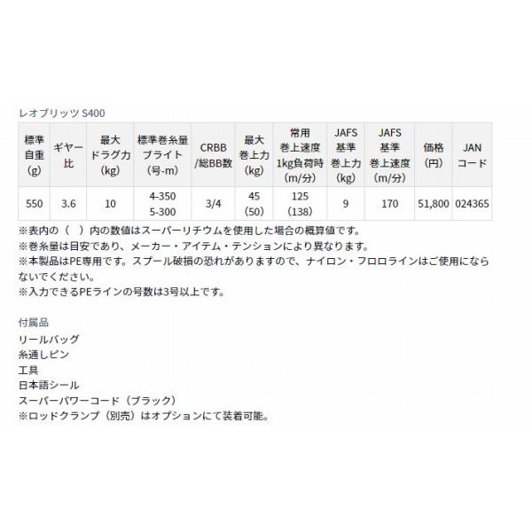 レオブリッツ S400 ダイワ