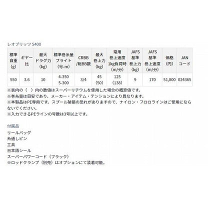 レオブリッツ S400 ダイワ