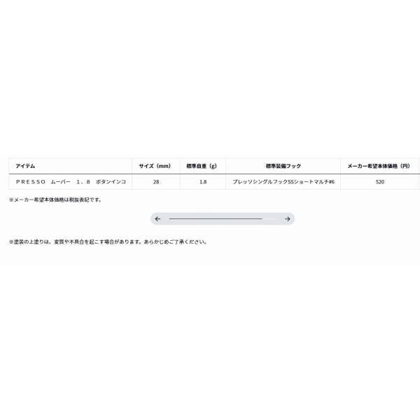 PRESSO ムーバー 1.8 ボタンインコ ダイワ
