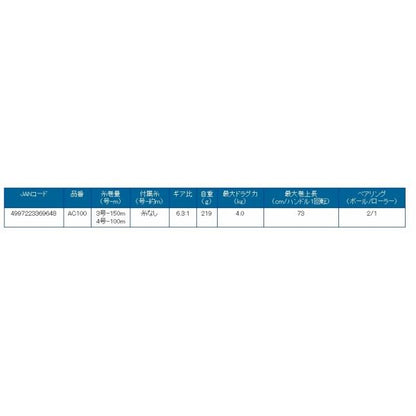 AC100 エアーキャスト 3号150M糸ナシ 浜田商会