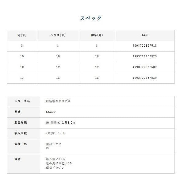 SS429強靭イサキ 4本鈎 ハヤブサ