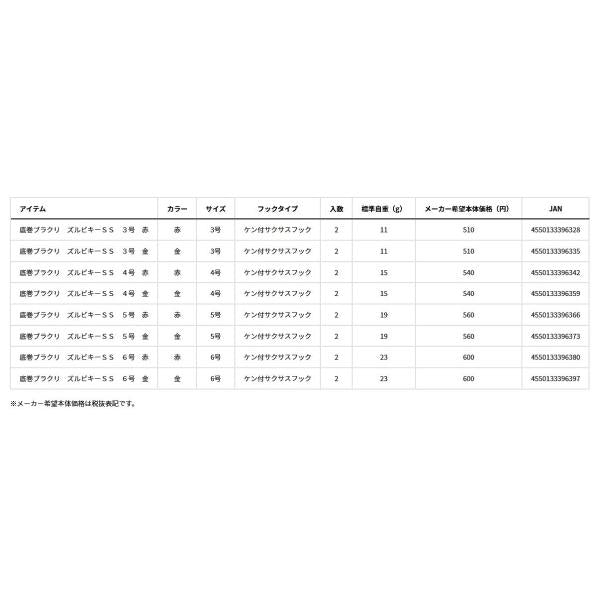 底巻ブラクリ ズルビキーSS 6号 ダイワ 釣り人応援セール