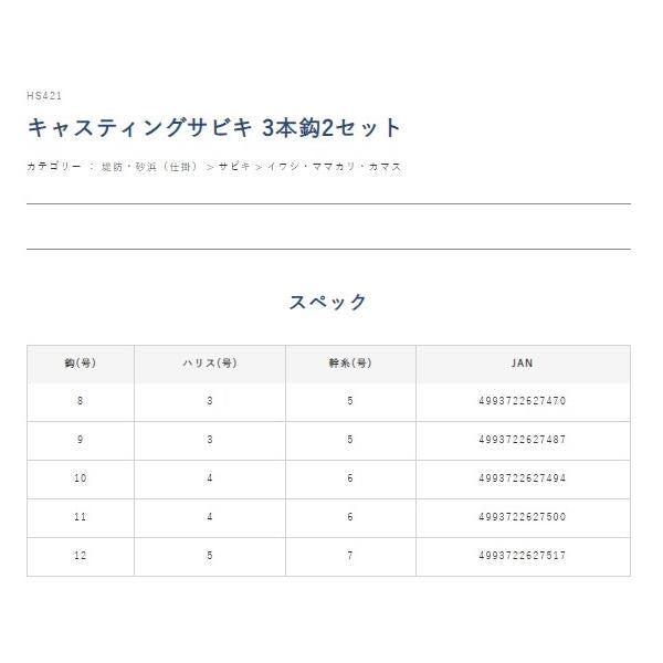 カマス専科 キャスティングサビキ 3本鈎2セット HS421 ハヤブサ 秋の大感謝祭