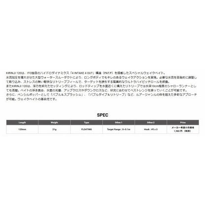 KIRINJI 120 メガバス