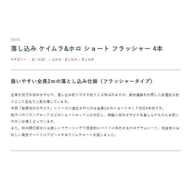 落とし込みケイムラ&ホロショートフラッシャー4本 ハヤブサ 釣り人応援セール