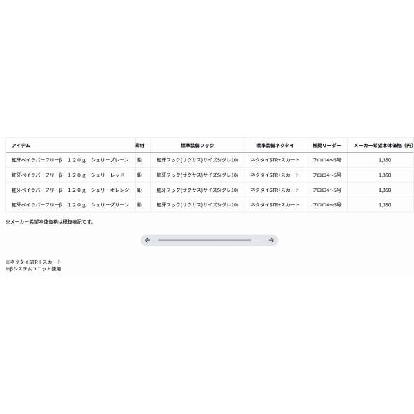 紅牙ベイラバーフリーβ 120ｇ ダイワ 秋の大感謝祭
