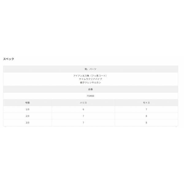 実船 アイアン太刀魚2本鈎(フッ素コート) 2/0 FSM88 ささめ