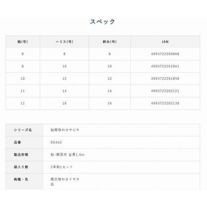 SS442 船極 ルアータックル落し込み つくつくベイト パープル&グリーン 3本鈎 ハヤブサ