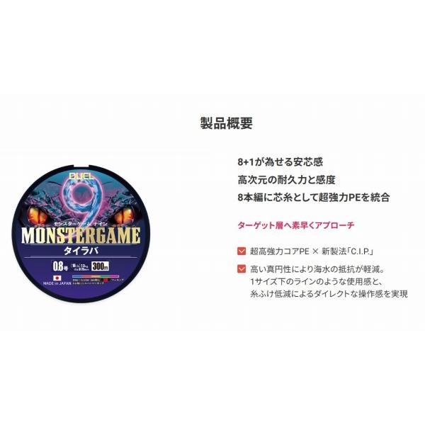 モンスターゲーム9 タイラバ 300m 0.6号 5C 5色マーキング DUEL